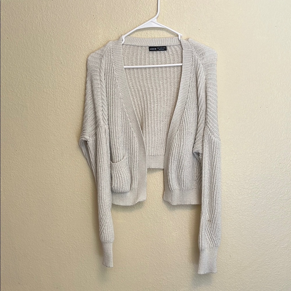 Women's Cream Cardigan Cropped Sweater